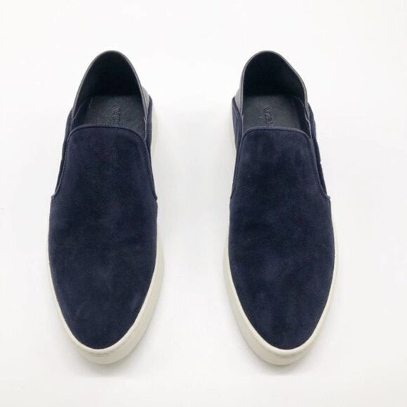 VINCE Garvey Blue Slip-On Suede & Leather Sneakers  - Picture 3 of 10
